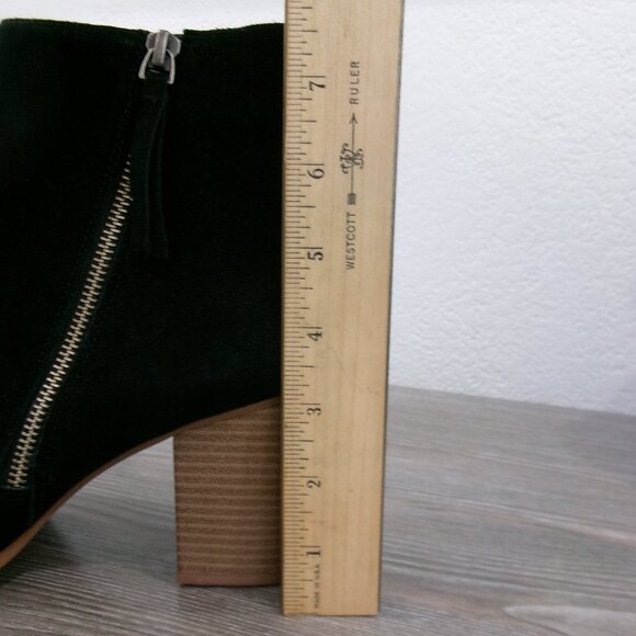 New SUSINA Black Genuine Suede Leather Boots Booties 10 High Heel Side Zipper - Picture 11 of 13